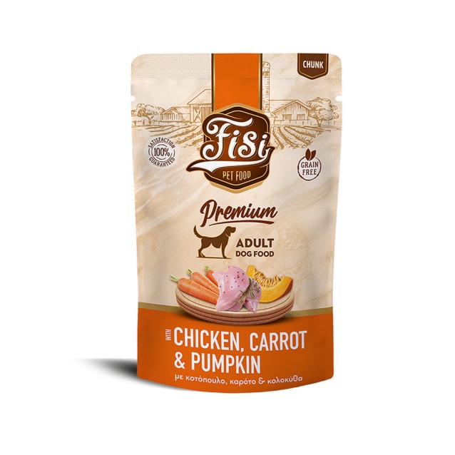 Fisi Dog Adult Κοτόπουλο, Καρότο & Κολοκύθα σε σάλτσα 130gr