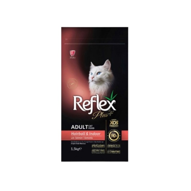 Reflex Plus Adult Cat Food Hairball & Indoor Ξηρά Τροφή για Ενήλικες Γάτες με Σολομό 1.5kg