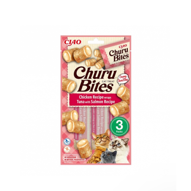 Inaba Churu Bite Cat Chicken, Tuna, With Salmon 30gr