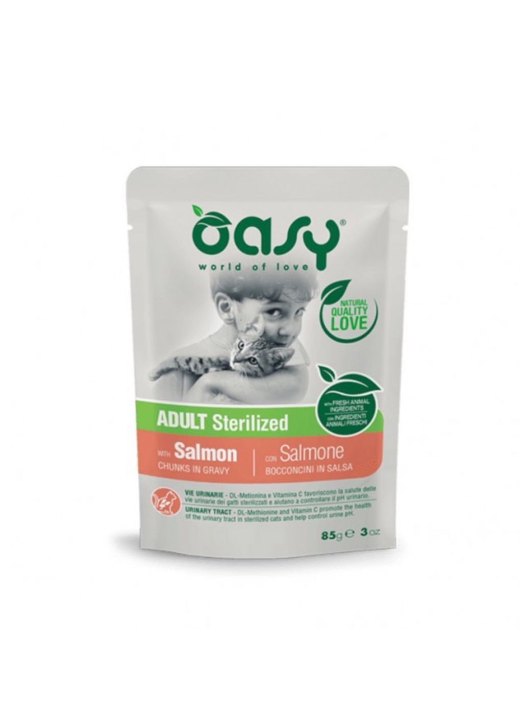 Oasy Adult Sterilised Salmon in Gravy 85gr