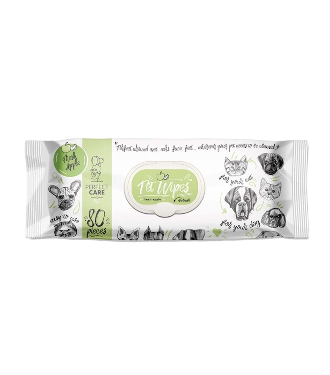 Perfect Care Pet Wipes με Χλωρεξιδίνη Fresh Apple (80 μαντ.)