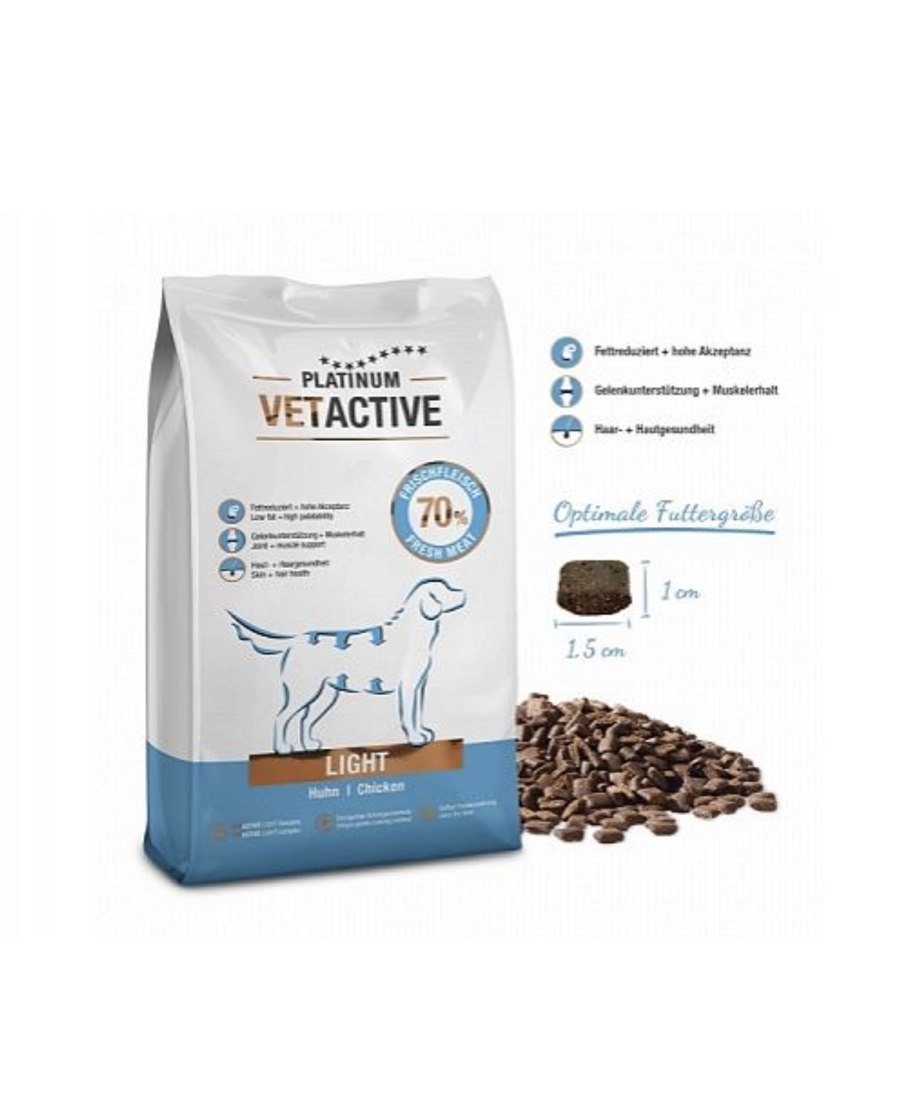 Platinum Vetactive Light Μαγειρευτή (FSG) Ξηρά Τροφή Παχύσαρκου Σκύλου 1.5kg