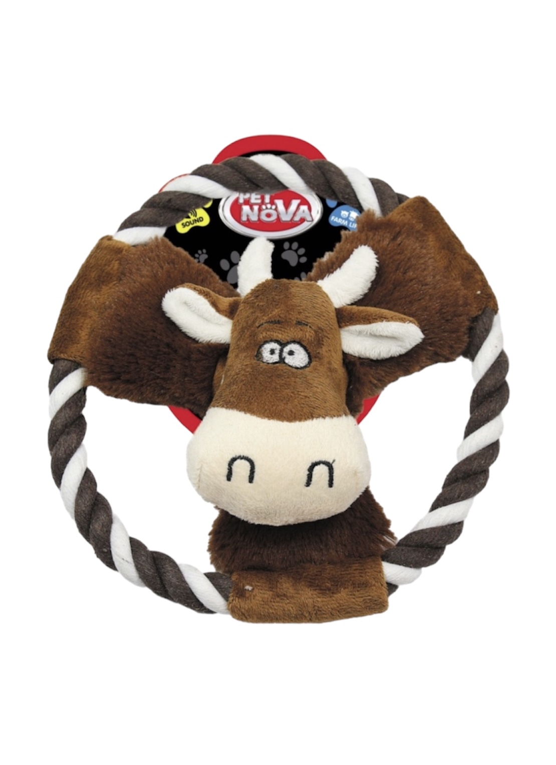 Plush Squeaking Cow & Rope 20cm