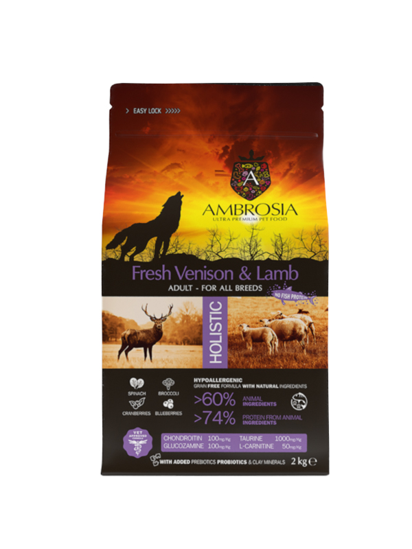 Ambrosia Grain Free Adult Venison & Lamb 2kg