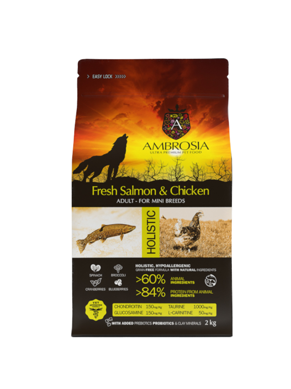 Ambrosia Grain Free Adult Mini Fresh Salmon & Chicken 2kg