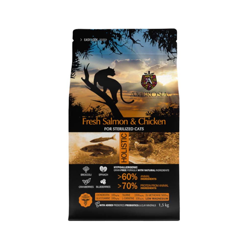 Ambrosia Grain Free Cat Adult Sterilized Fresh Salmon & Chicken 1.5kg