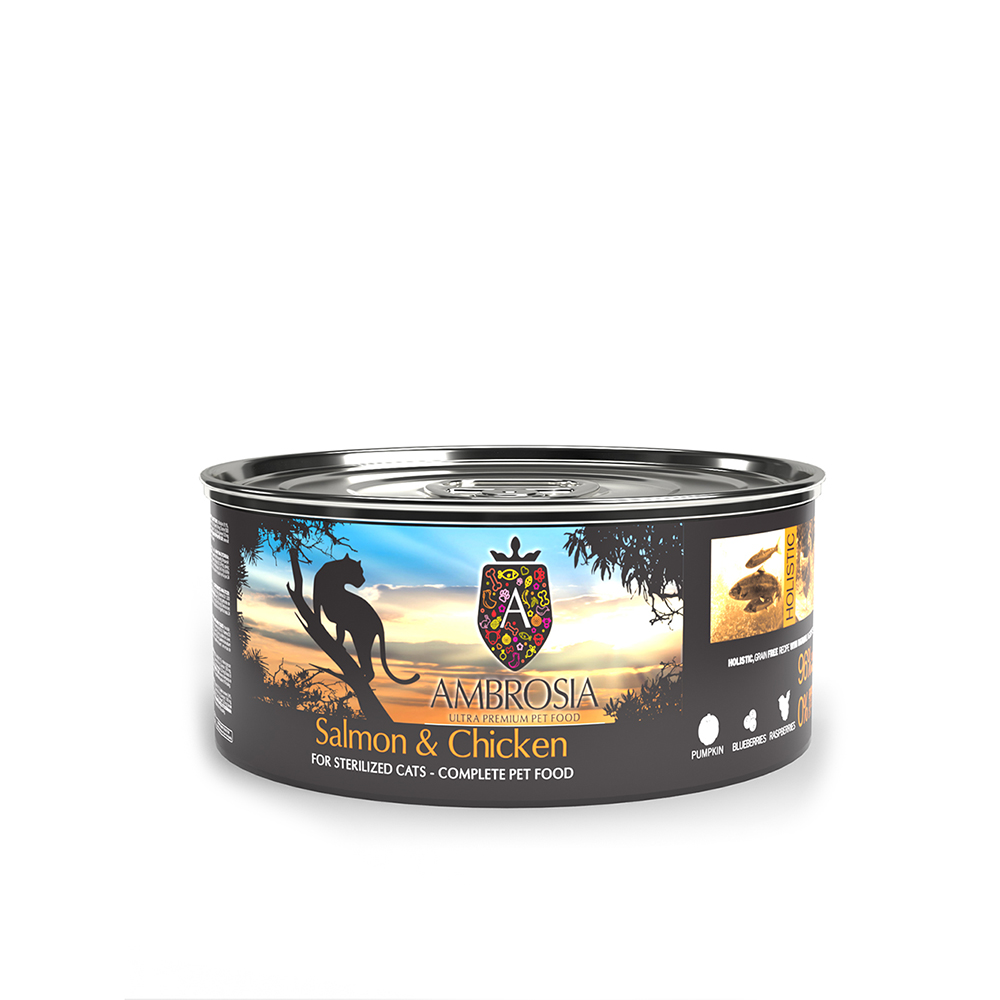 Ambrosia Grain Free Sterilised Cat Chicken and Salmon 150gr