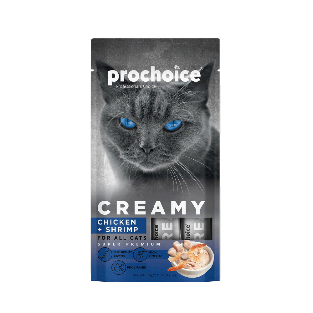 Prochoice Creamy Κοτόπουλο & Γαρίδες 60gr (4x15gr)