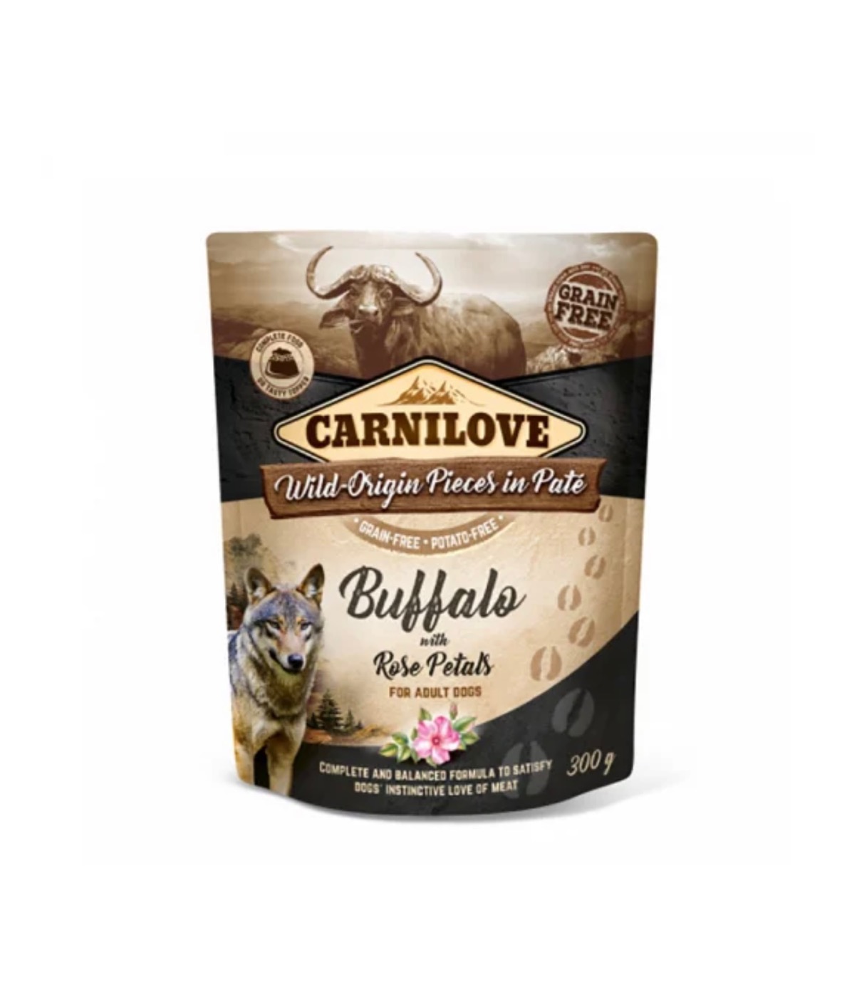 Carnilove Dog Pouch Buffalo with Rose Petals 300gr 