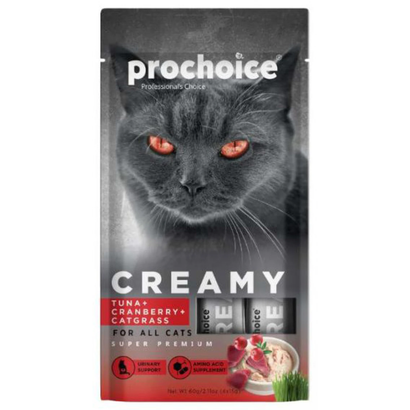 ProChoice Creamy με Τόνο, Cranberry & Χόρτο 60gr (4x15gr)