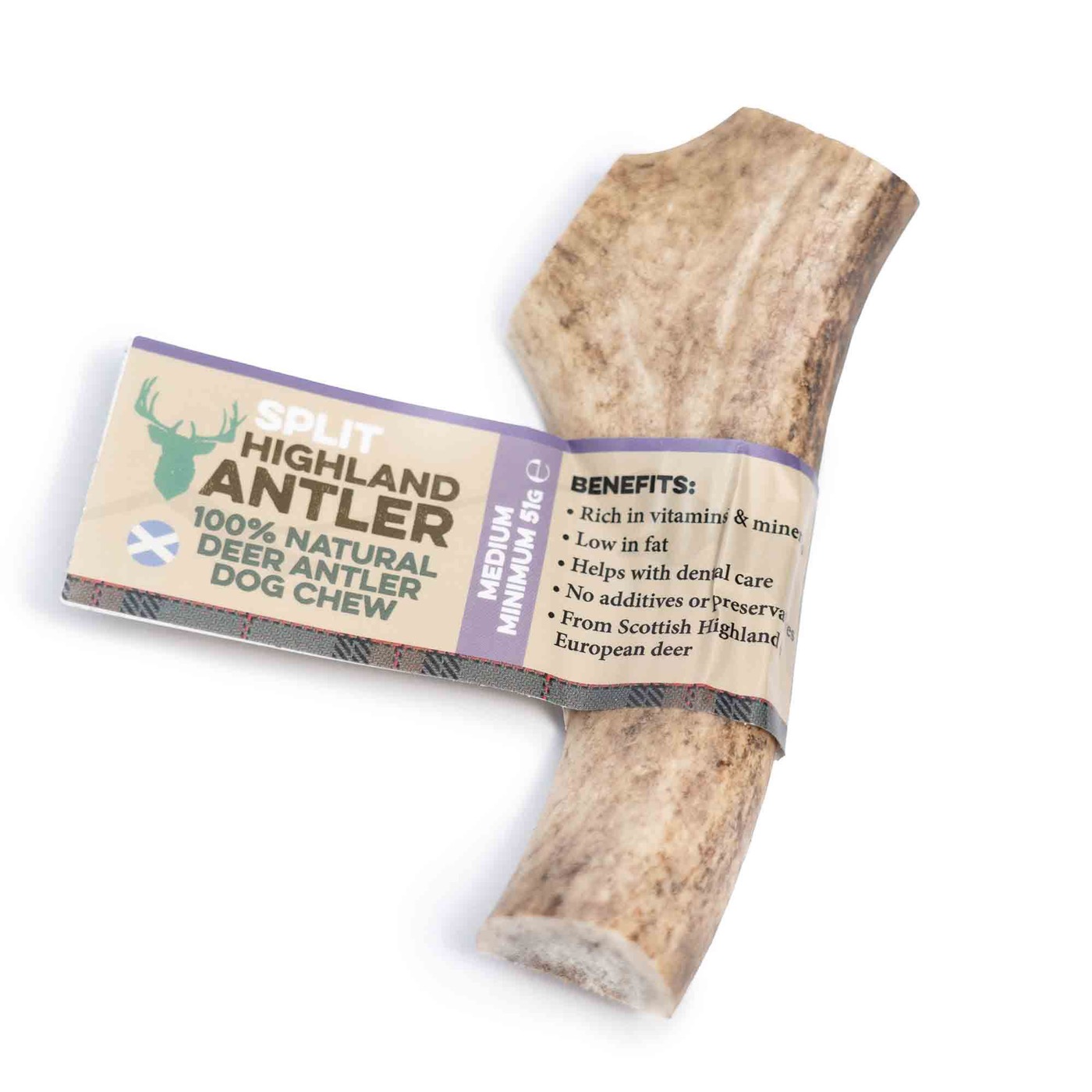 Highland Split Antler Dog Chew Κέρατο Ελαφιού - Medium 76-150gr